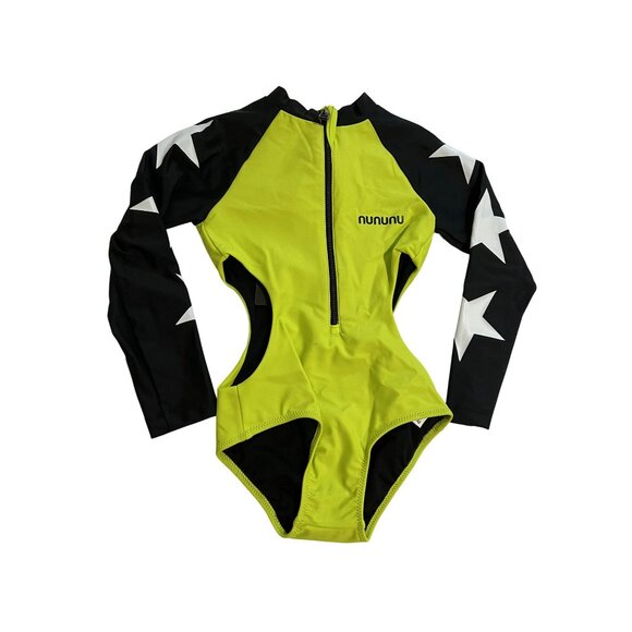 Nununu Triple Star Cut Out Swimsuit in Hot Lime - Picture 1 of 2
